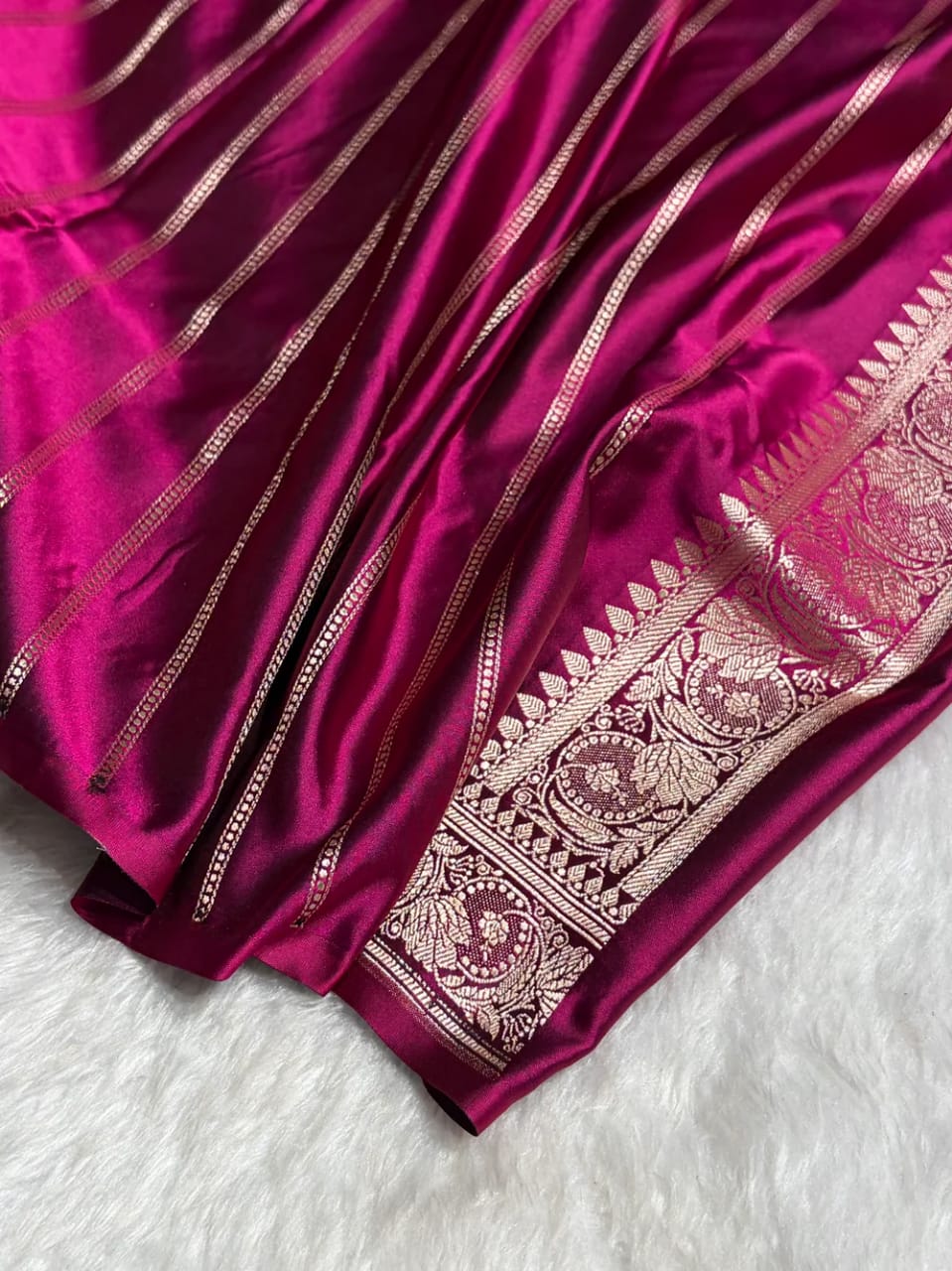 Dual Shade Purple Mashru Silk Zari Banarasi Border Boota Saree
