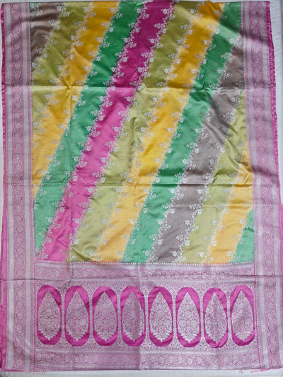Rangkat Mashru Silk Zari Banarasi Border Aada Jaal Saree