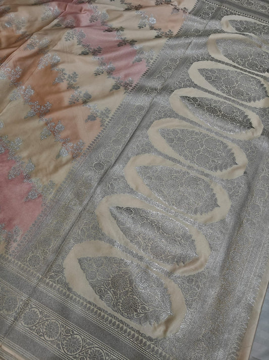 Multi Colour Mashru Silk Zari Banarasi Border Aada Jaal Saree