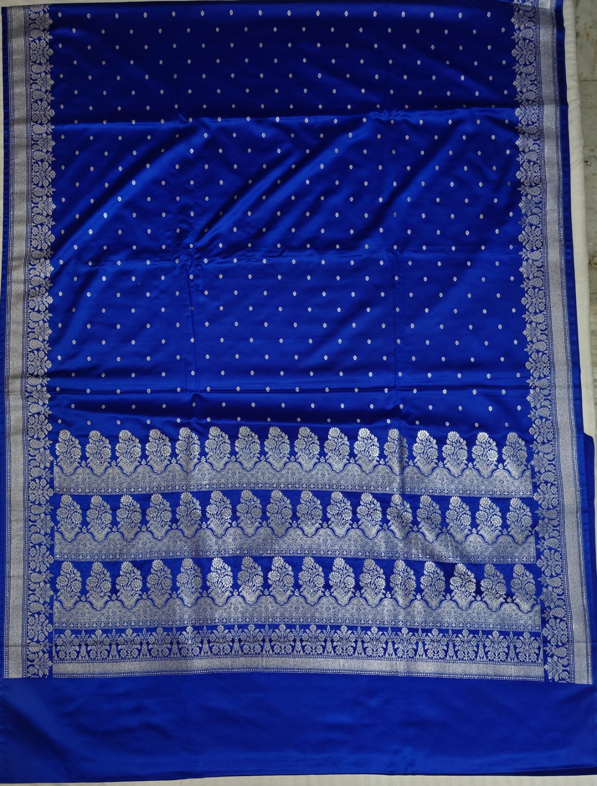 Royal Blue Mashru Silk Zari Banarasi Border Buti Saree