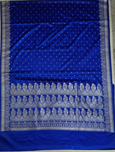 Royal Blue Mashru Silk Zari Banarasi Border Buti Saree