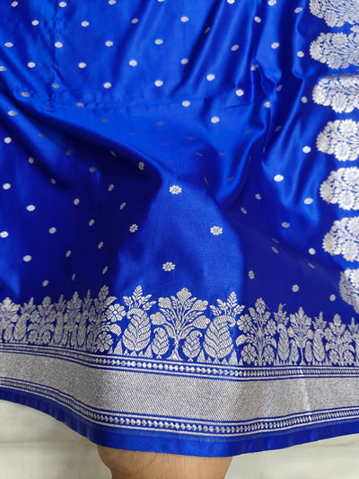 Royal Blue Mashru Silk Zari Banarasi Border Buti Saree