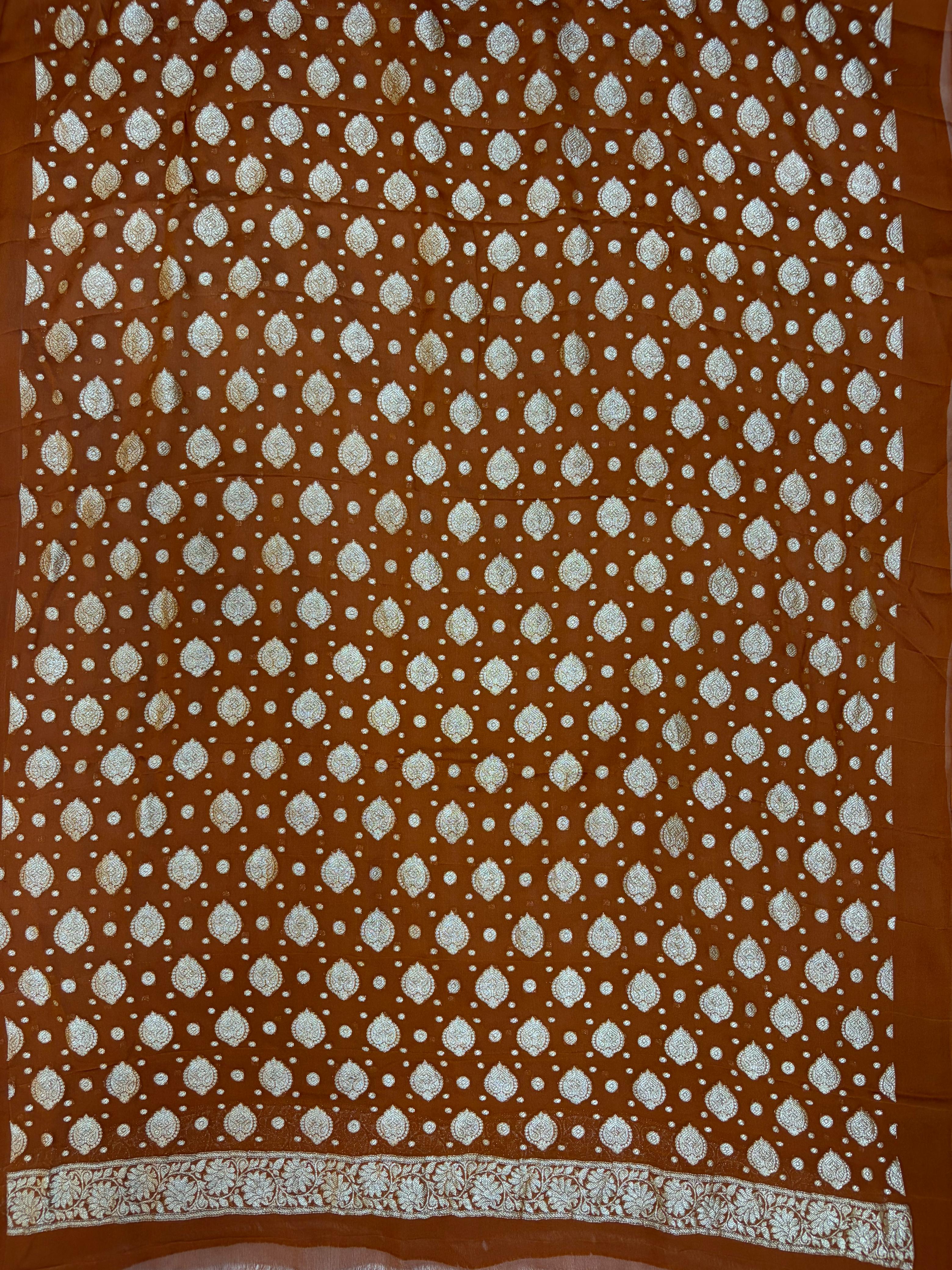 Rust orange  Pure Chiffon Suit Set