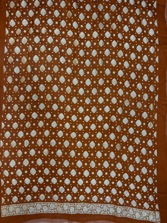 Rust orange  Pure Chiffon Suit Set