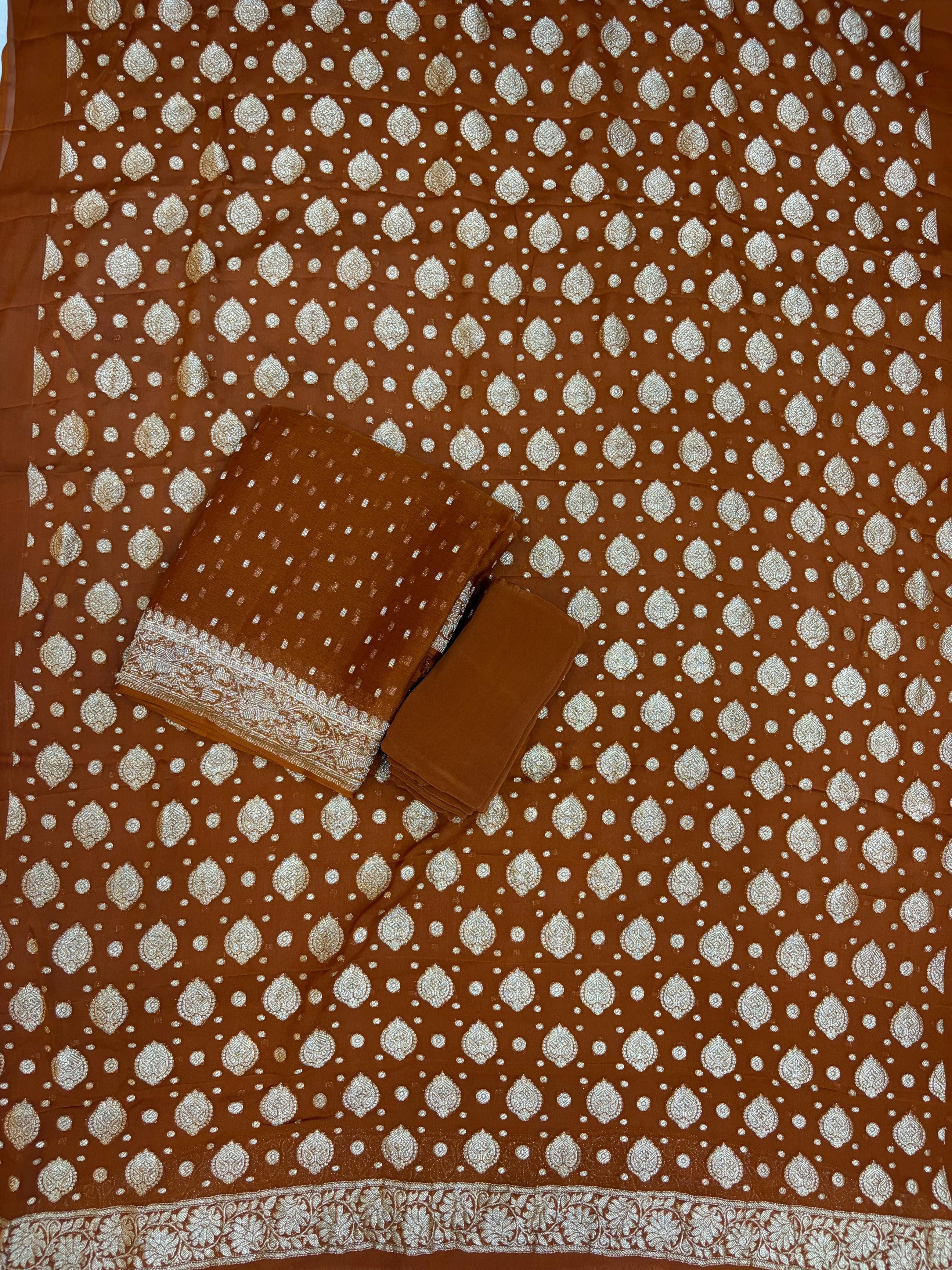 Rust orange  Pure Chiffon Suit Set