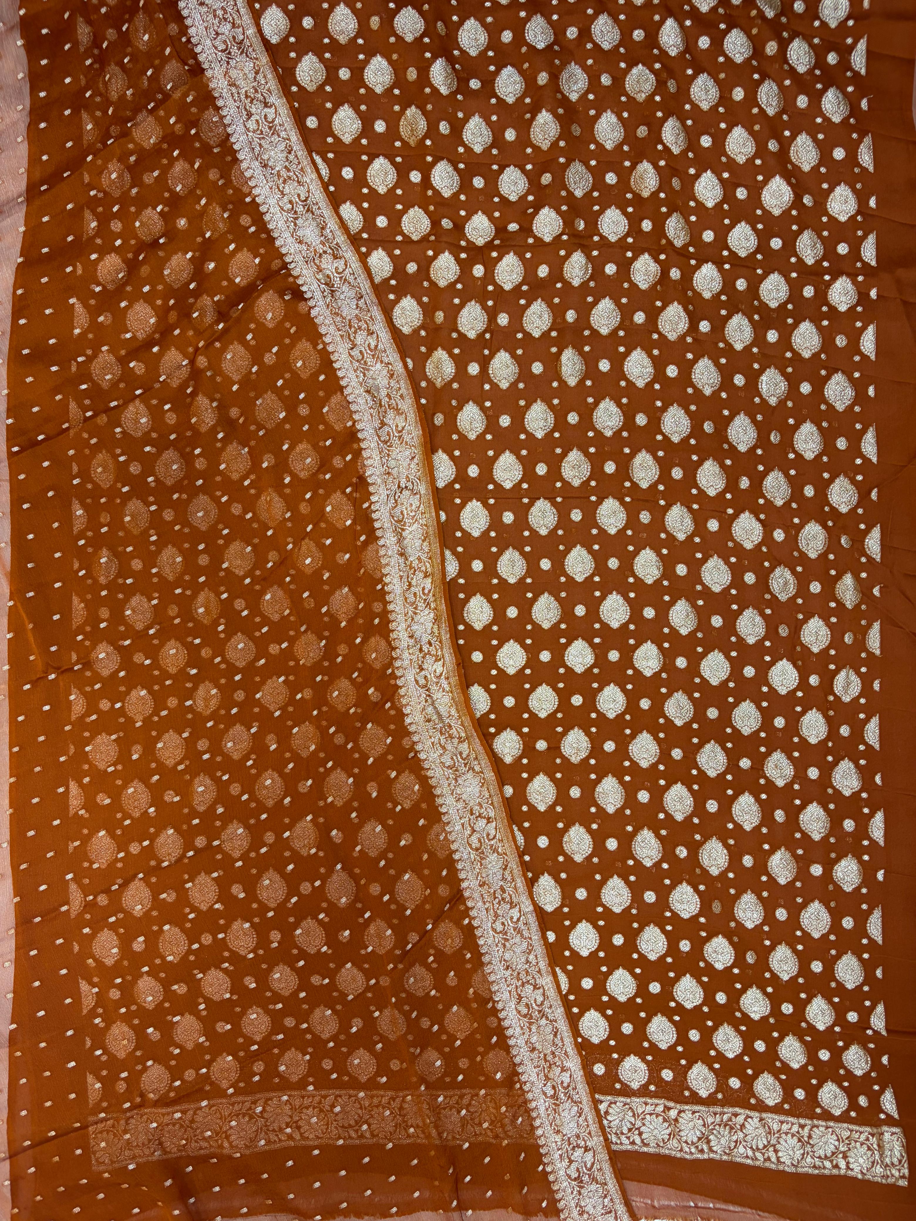 Rust orange  Pure Chiffon Suit Set