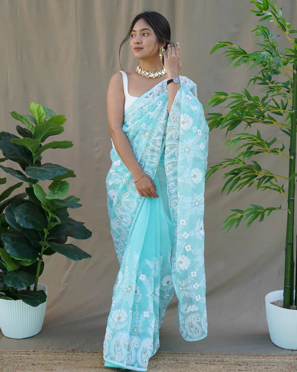 Pure Organza Silk Jaal Saree