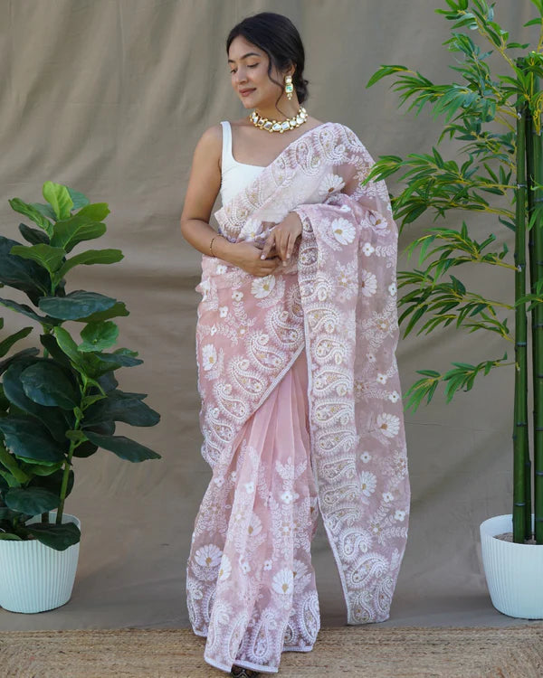 Pure Organza Silk Jaal Saree