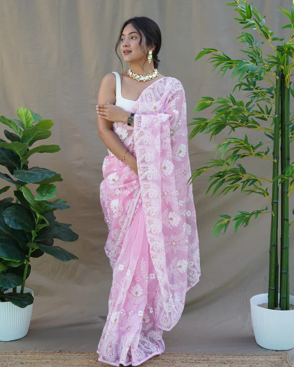 Pure Organza Silk Jaal Saree