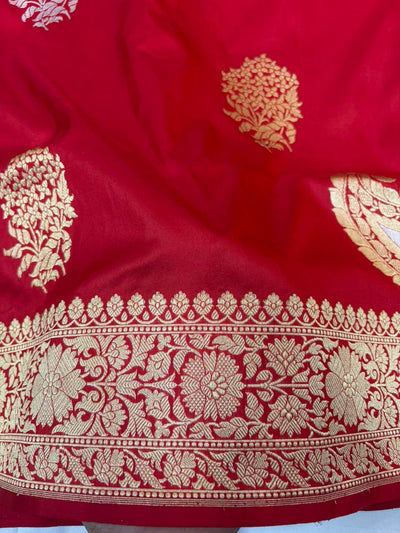 Pure Katan Silk Zari Banarasi Border Sona Rupa Buta Saree