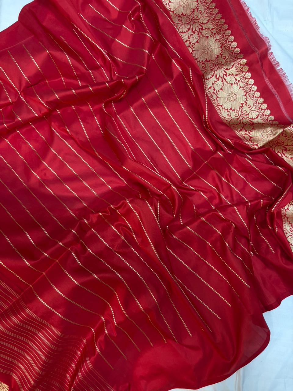 Pure Katan Silk Zari Banarasi Border Sona Rupa Buta Saree