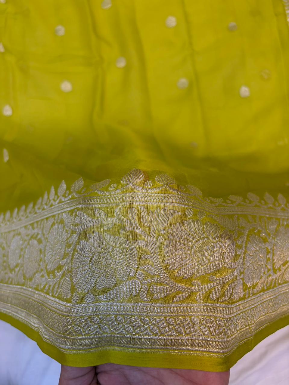 Pure khaddi chiffon Zari Banarasi Border Buti saree