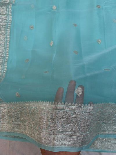 Pure khaddi chiffon Zari Banarasi Border Buti saree