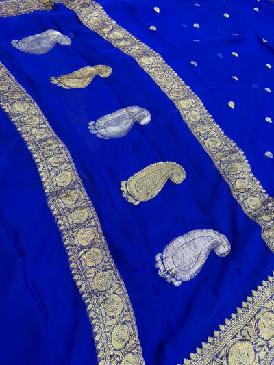 Pure khaddi chiffon Zari Banarasi Border Buti saree