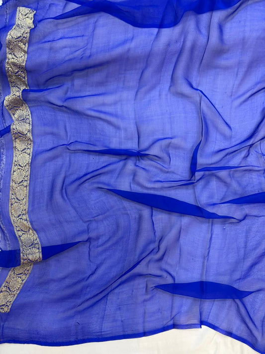 Pure khaddi chiffon Zari Banarasi Border Buti saree