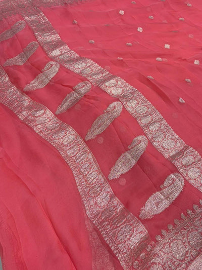 Pure khaddi chiffon Zari Banarasi Border Buti saree