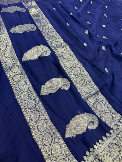 Pure khaddi chiffon Zari Banarasi Border Buti saree