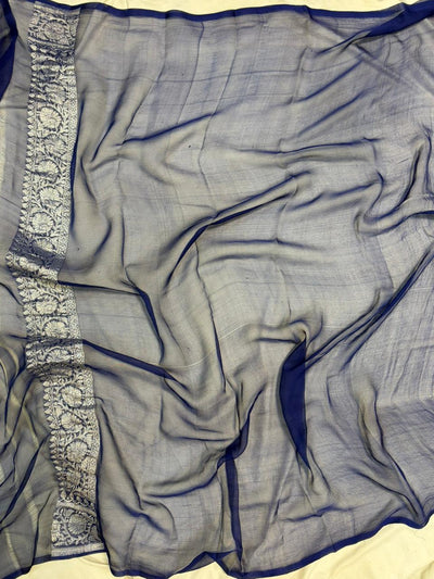 Pure khaddi chiffon Zari Banarasi Border Buti saree