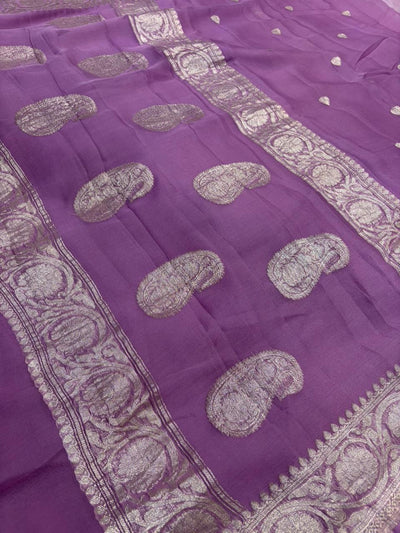 Pure khaddi chiffon Zari Banarasi Border Buti saree