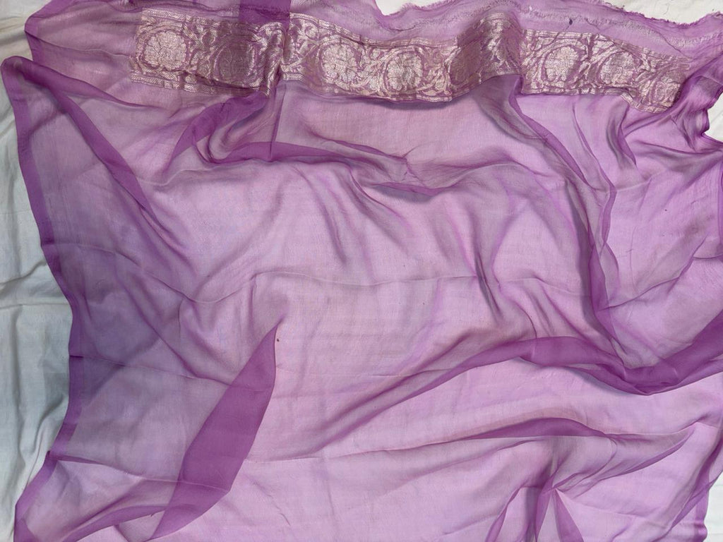 Pure khaddi chiffon Zari Banarasi Border Buti saree