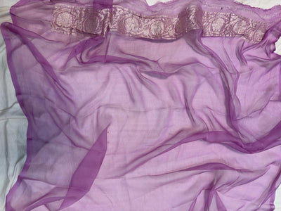Pure khaddi chiffon Zari Banarasi Border Buti saree