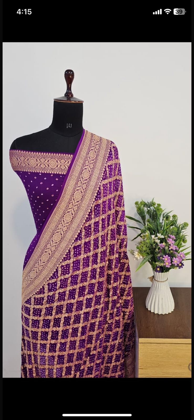Pure Georgette Bandhani Zari Banarasi Border Saree