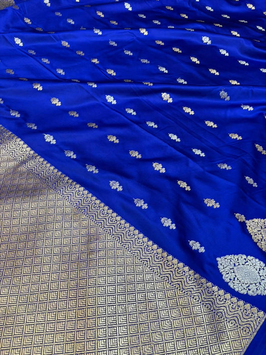 Royal Blue  Mashru Silk Sona Rupa Buta Zari Border Buti Saree