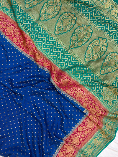 Dyeble Contrast Pure Crape 3d Shade Saree