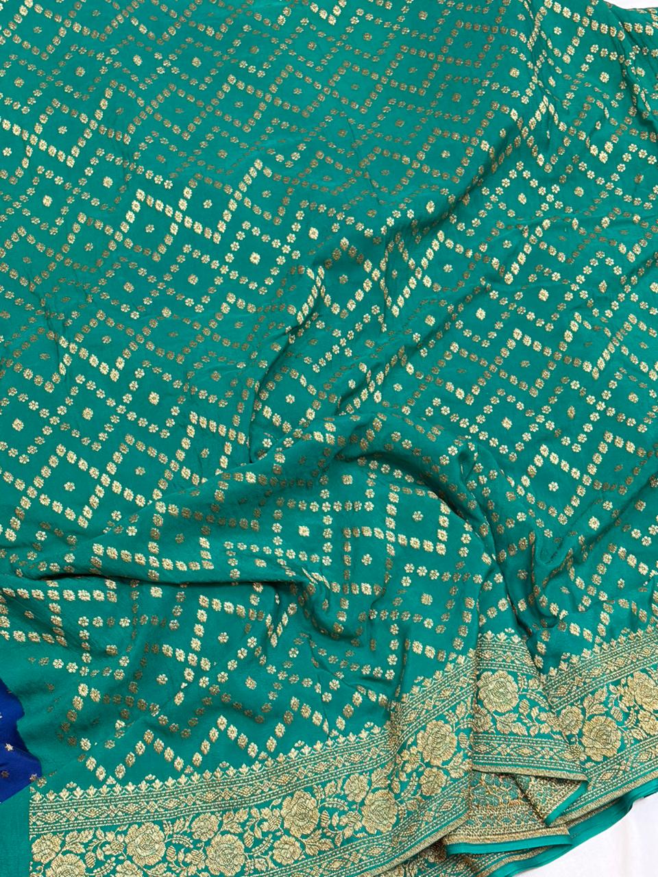 Dyeble Contrast Pure Crape 3d Shade Saree