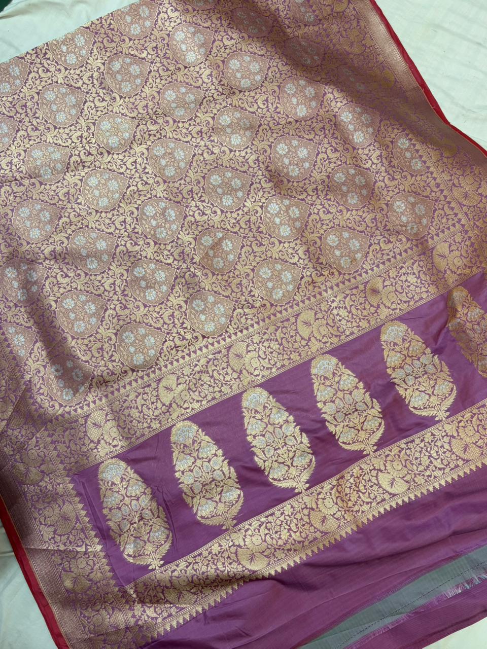Pure Katan Jamdani Banarasi Border Saree