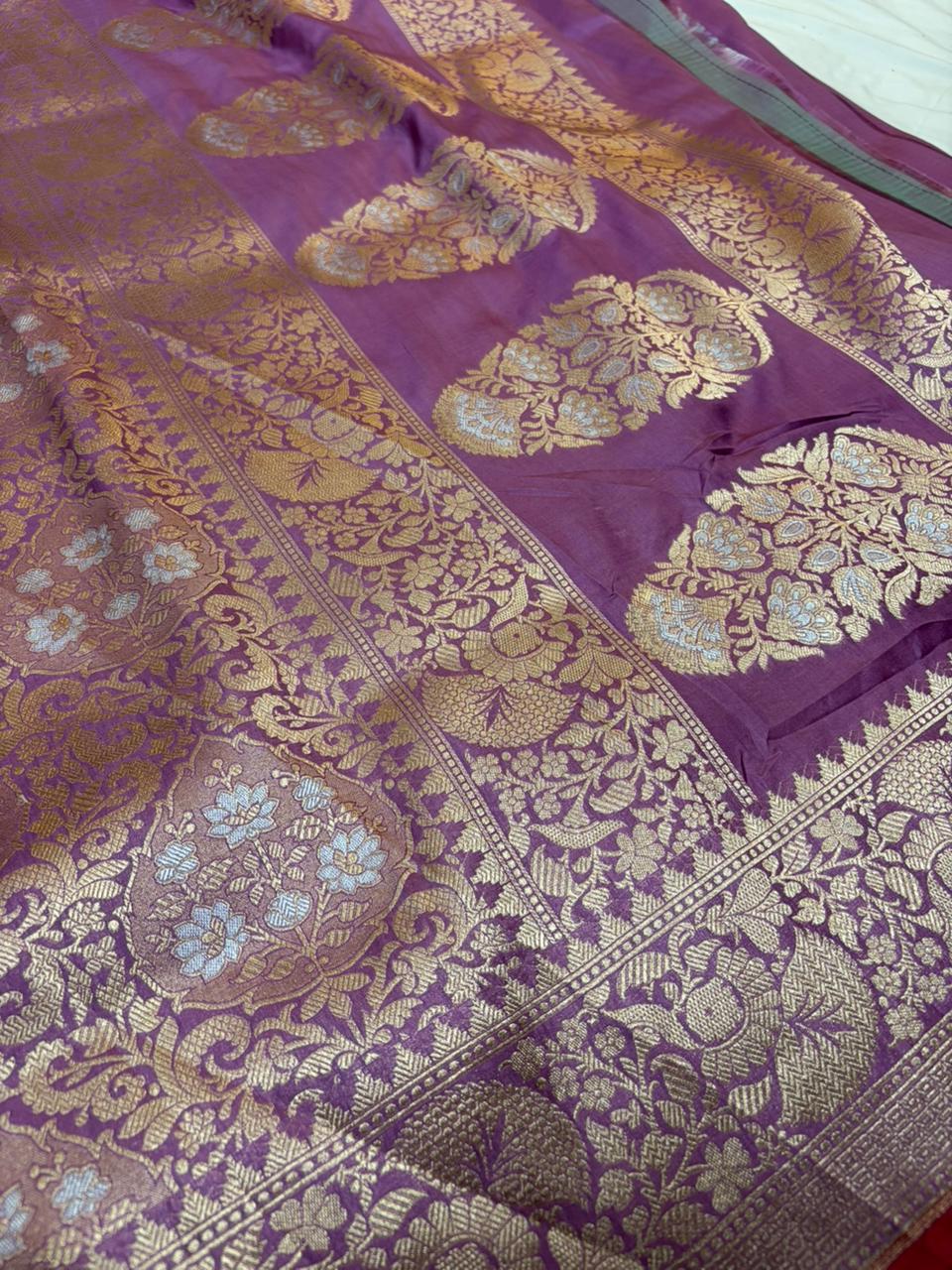 Pure Katan Jamdani Banarasi Border Saree