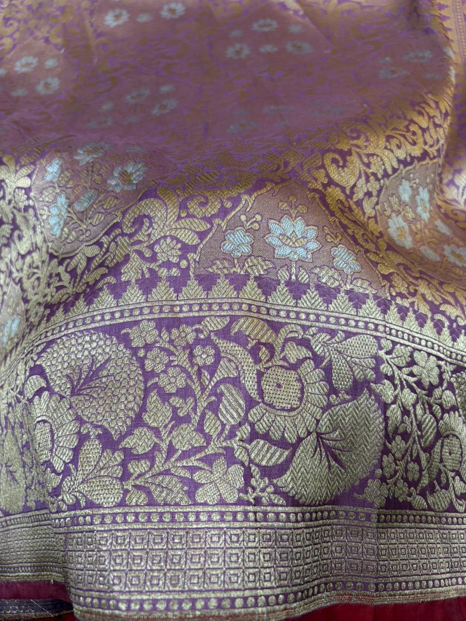 Pure Katan Jamdani Banarasi Border Saree