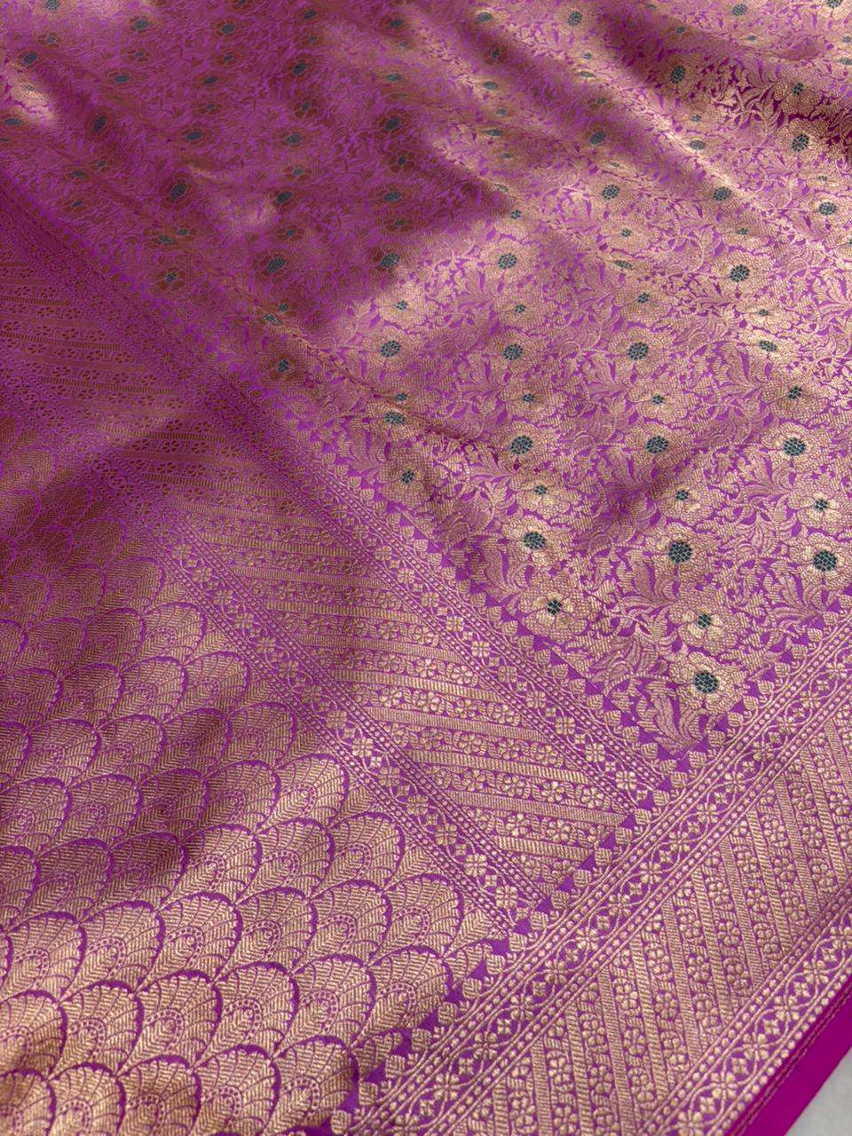 Pure Katan Jamdani Banarasi Border Saree