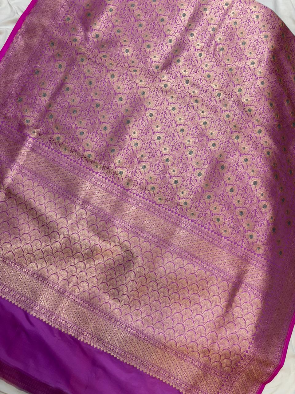 Pure Katan Jamdani Banarasi Border Saree