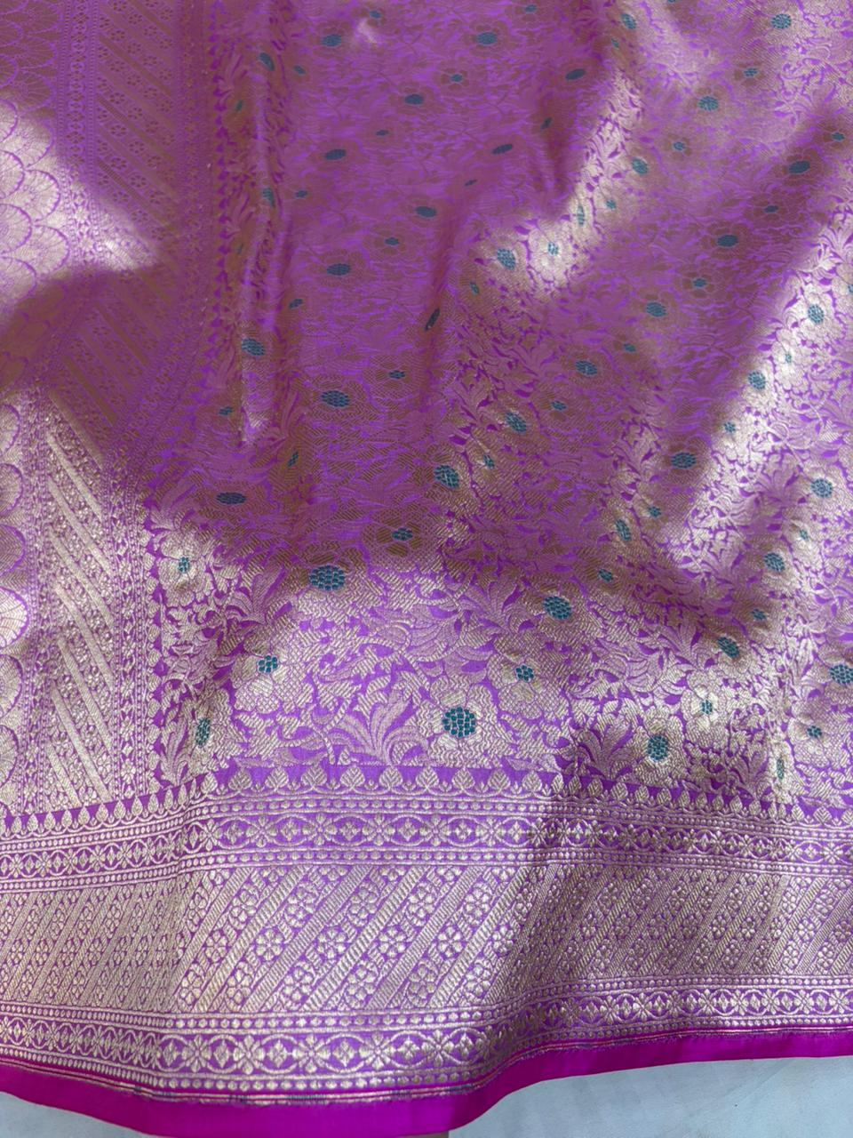 Pure Katan Jamdani Banarasi Border Saree