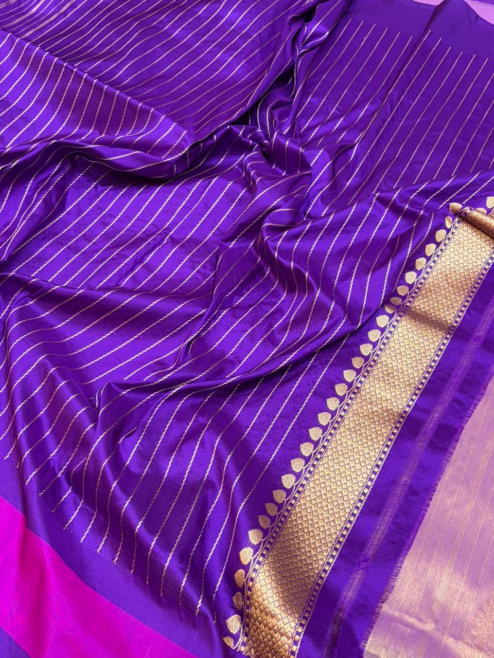Purple Pure Organza with Katan Silk Saree