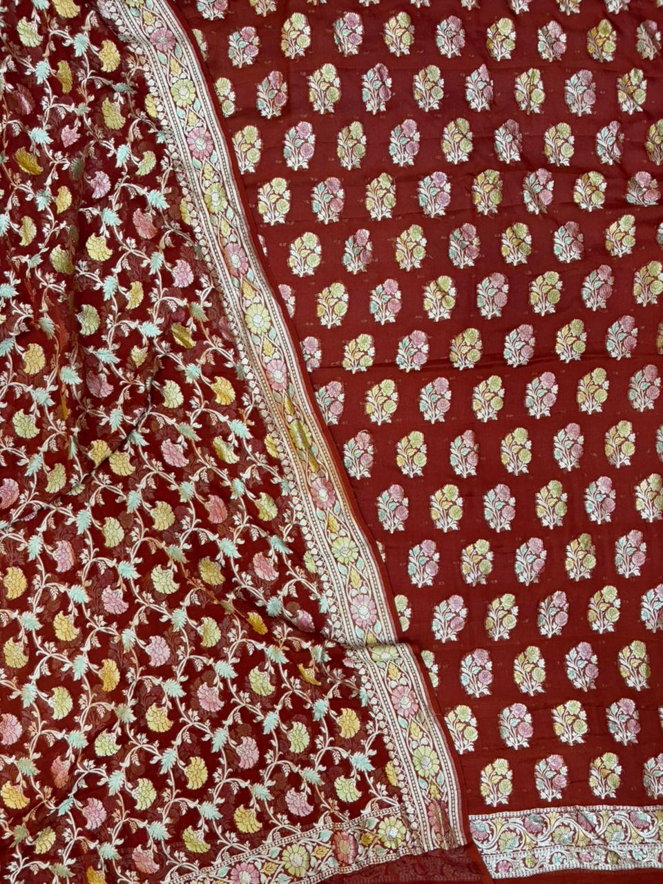 Pure Georgette Hand Brush Suit Set