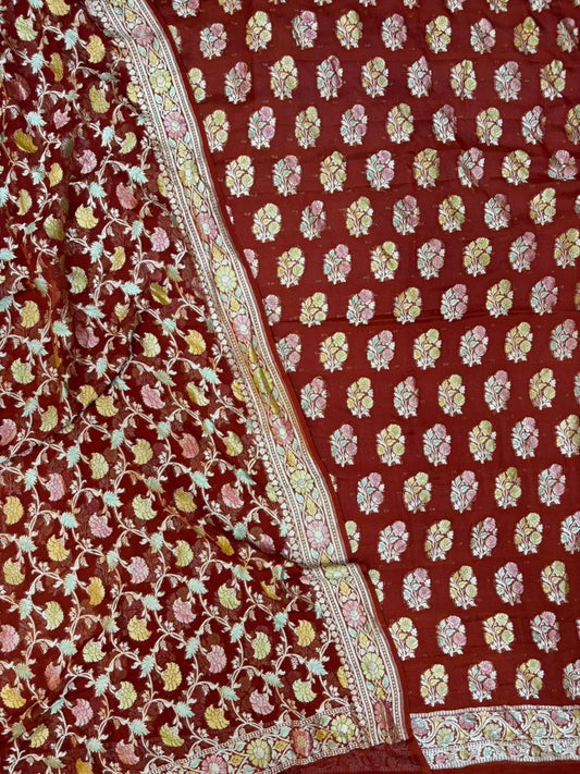 Pure Georgette Hand Brush Suit Set