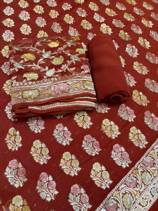 Pure Georgette Hand Brush Suit Set