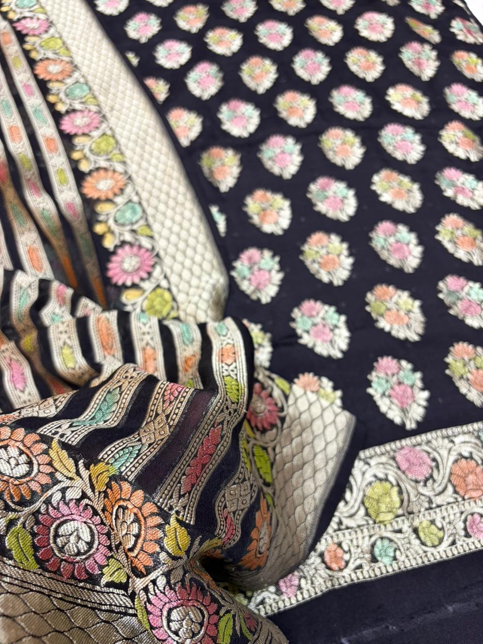 Pure Georgette Hand Brush Suit Set