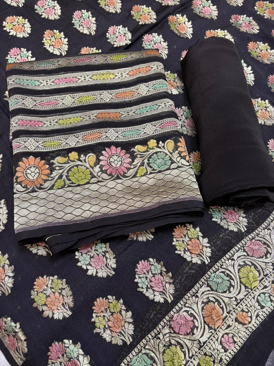 Pure Georgette Hand Brush Suit Set