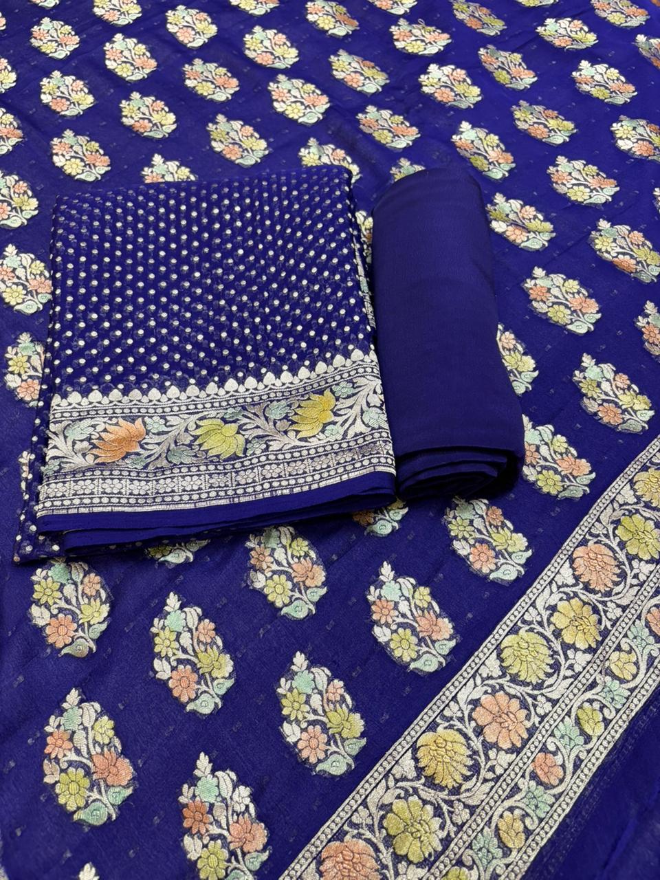 Pure Georgette Hand Brush Suit Set