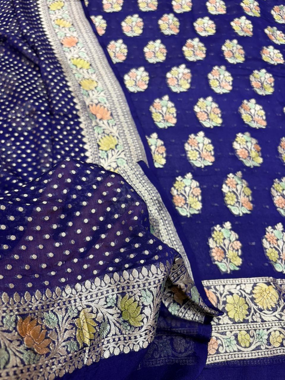 Pure Georgette Hand Brush Suit Set