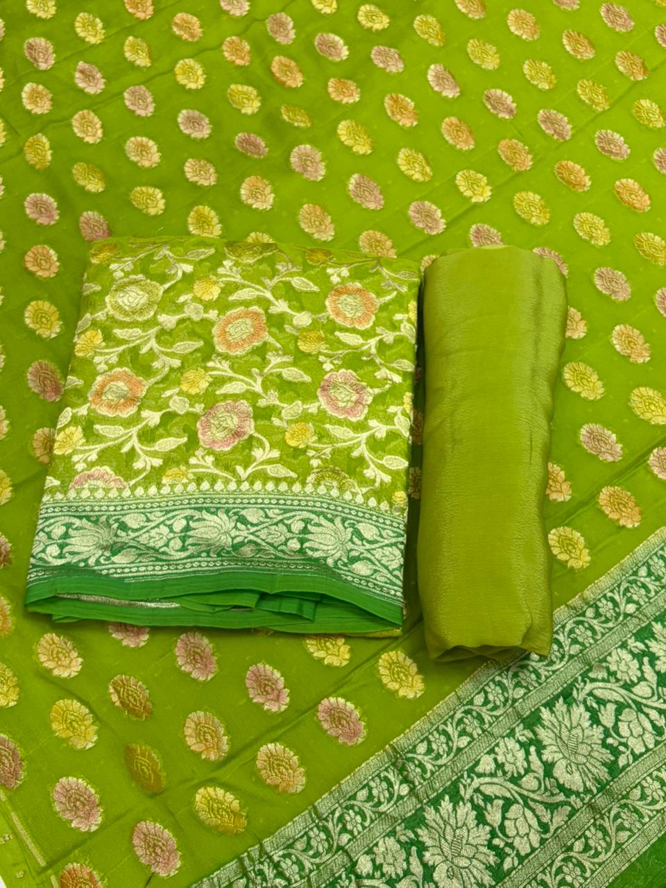 Pure Georgette Hand Brush Suit Set