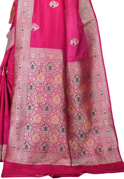 Banarasi Pure Katan Silk Handloom Saree in Fuchsia