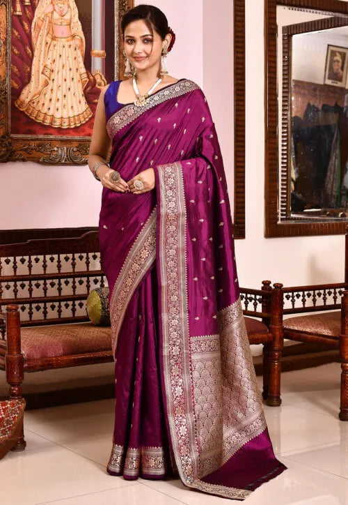 Banarasi Pure Katan Silk Saree in Wine