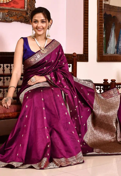 Banarasi Pure Katan Silk Saree in Wine