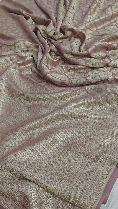 Premium Handcrafted Banarasi pure Georgette in tearose colour