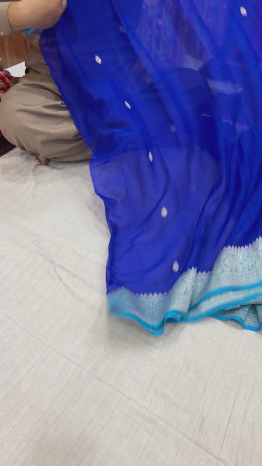 PURE KHADDI CHIFFON SILK SAREE IN DUAL COLOUR