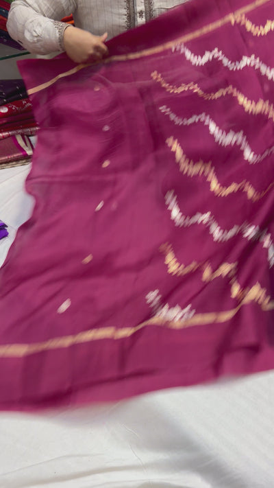 Pure handloom organza silk saree in wine colour